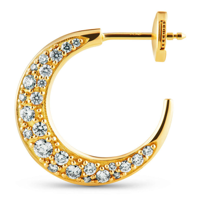 Medium Single Pave 18K Gold Hoop w. Diamonds