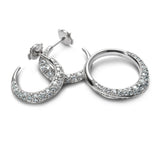 Medium Dobbelt Pave 18K Hvidguld Hoop m. Diamanter