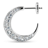 Medium Dobbelt Pave 18K Hvidguld Hoop m. Diamanter