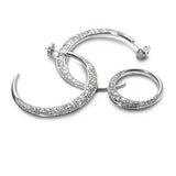 Stor Single Pave 18K Hvidguld Hoop m. Diamanter