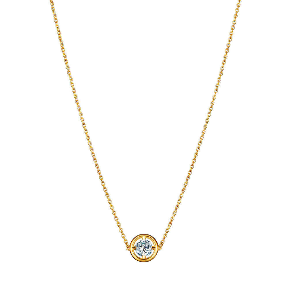 No 1 Solitaire 18K Gold Necklace w. Diamond