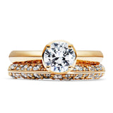 Double Pave 18K Gold Ring w. Diamonds