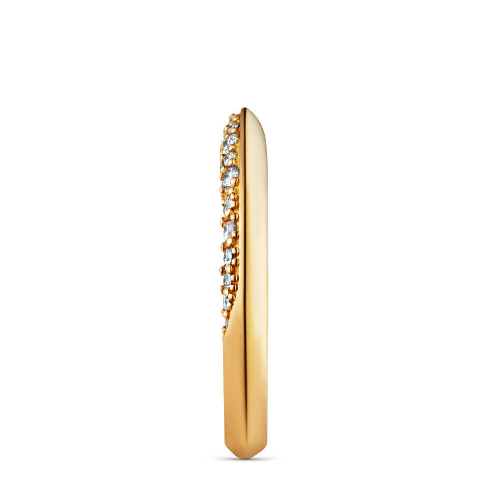 Single Pave 18K Gold Ring w. Diamonds