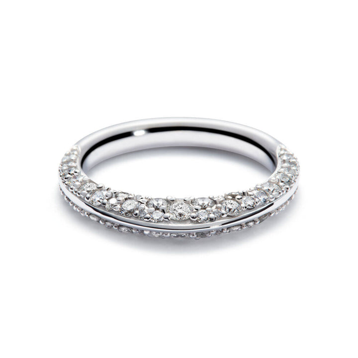 Double Pave 18K White Gold Ring w. Diamonds