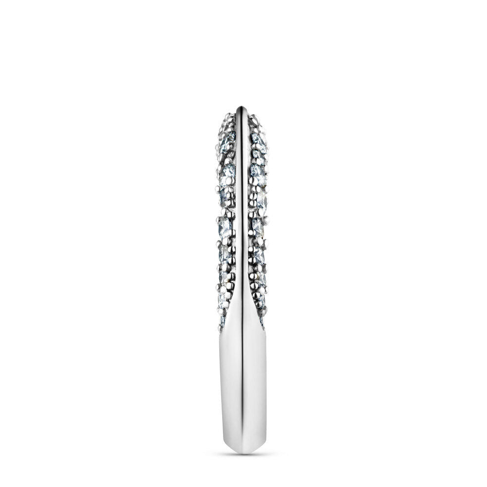 Double Pave 18K White Gold Ring w. Diamonds