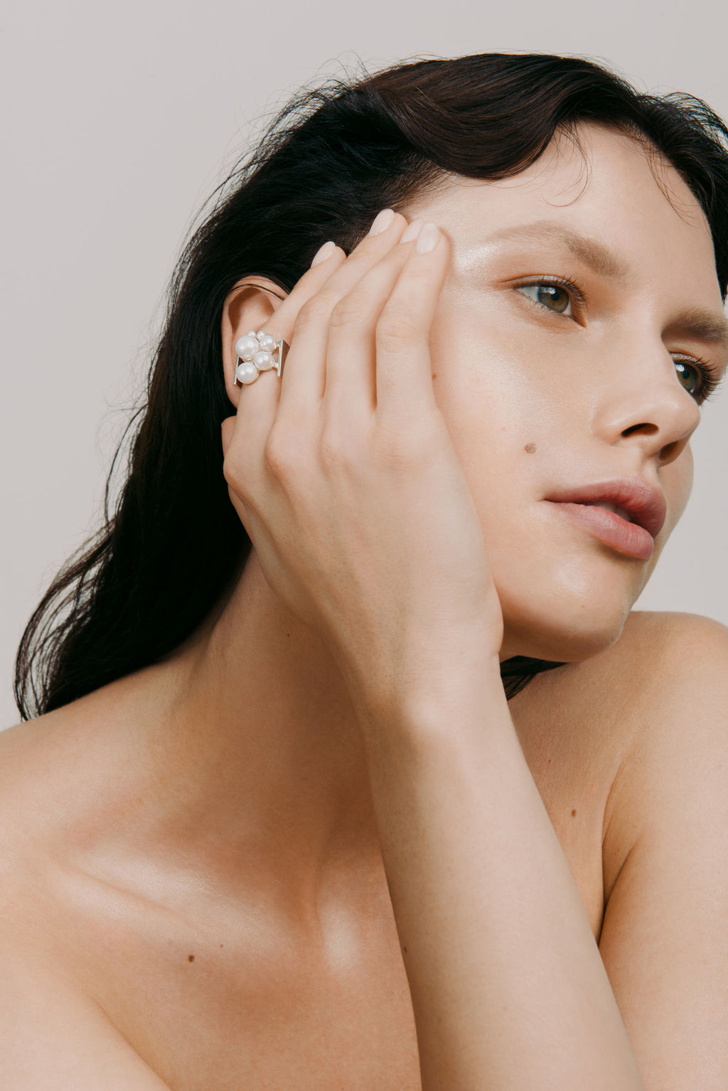 Gal Silver Ring w. Pearls