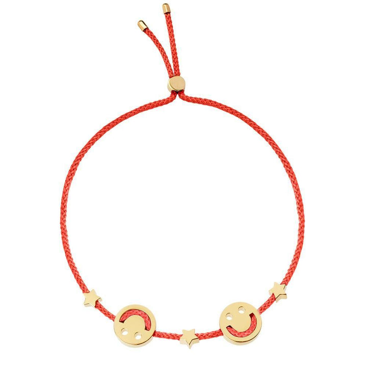 Freunde glücklich 2 Sterne / rotes 18K Gold -Plattal -Armband