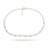 White Silver Anklet w. Pearls