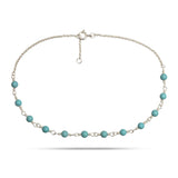 Blue Silver Anklet w. Turquoise