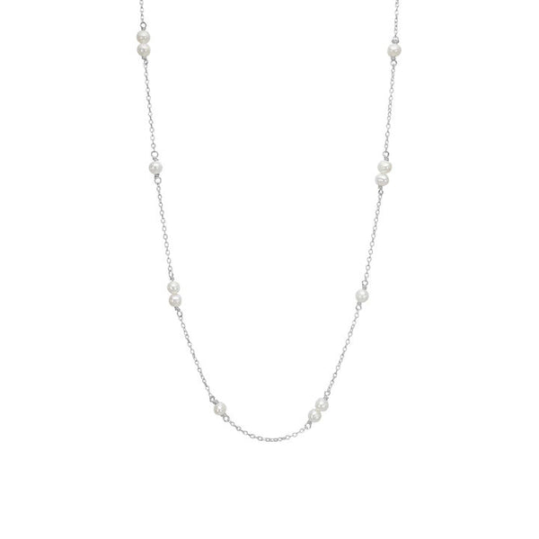 Silver Necklace w. Pearls