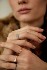 Signet 18K Rosegold & Whitegold Ring w. Diamonds