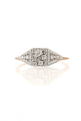 Signet 18K Rosegold & Whitegold Ring w. Diamonds