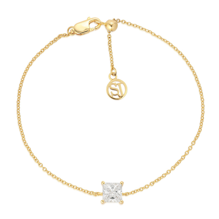 Ellera Quadrato 18K Forgyldt Armbånd m. Hvid Zirkon