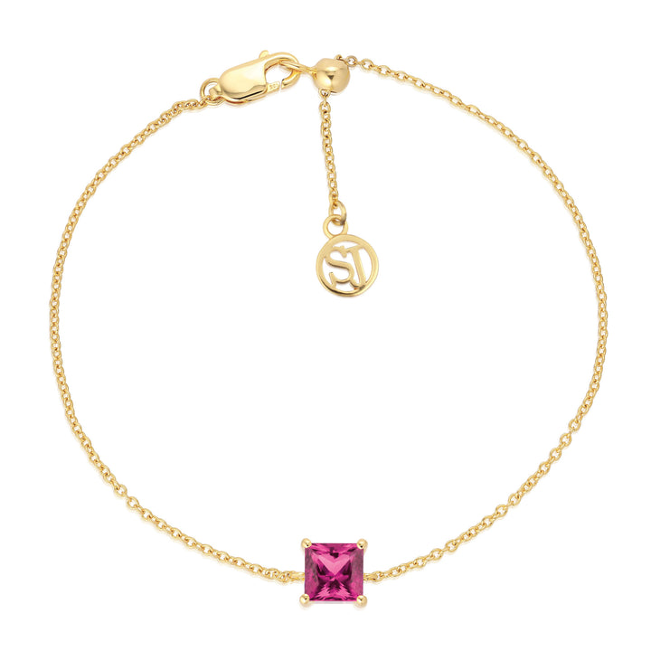 Ellera Quadrato 18K Forgyldt Armbånd m. Pink/Rosa Zirkon