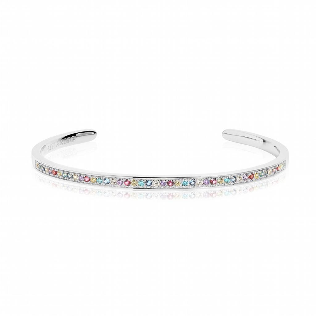 Valiano Silver Bangle w. Blue, White, Yellow, Purple & Pink Zirconias