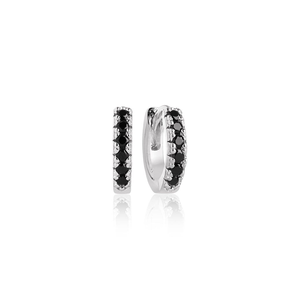 Ellera Piccolo Silver Earrings w. Black Zirconias