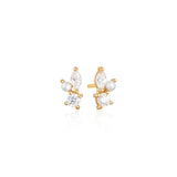 Adria Tree Piccolo Gold Plated Studs w. White Zirconias & Pearl