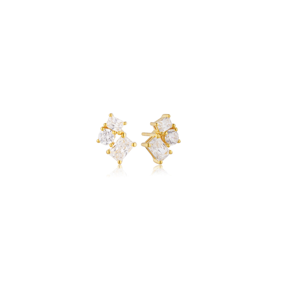 Ivrea Three 18K Gold Plated Studs w. Zirconias