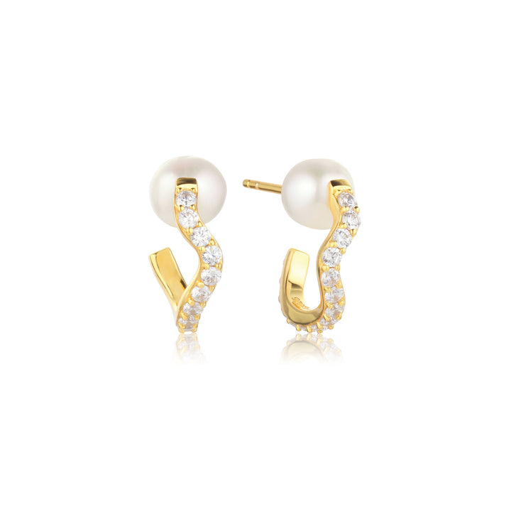 Ponza Medio 18K Forgyldte Creoler m. Zirkoner & Perle
