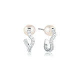 Ponza Medio Silver Creols w. Zirconias & Pearl