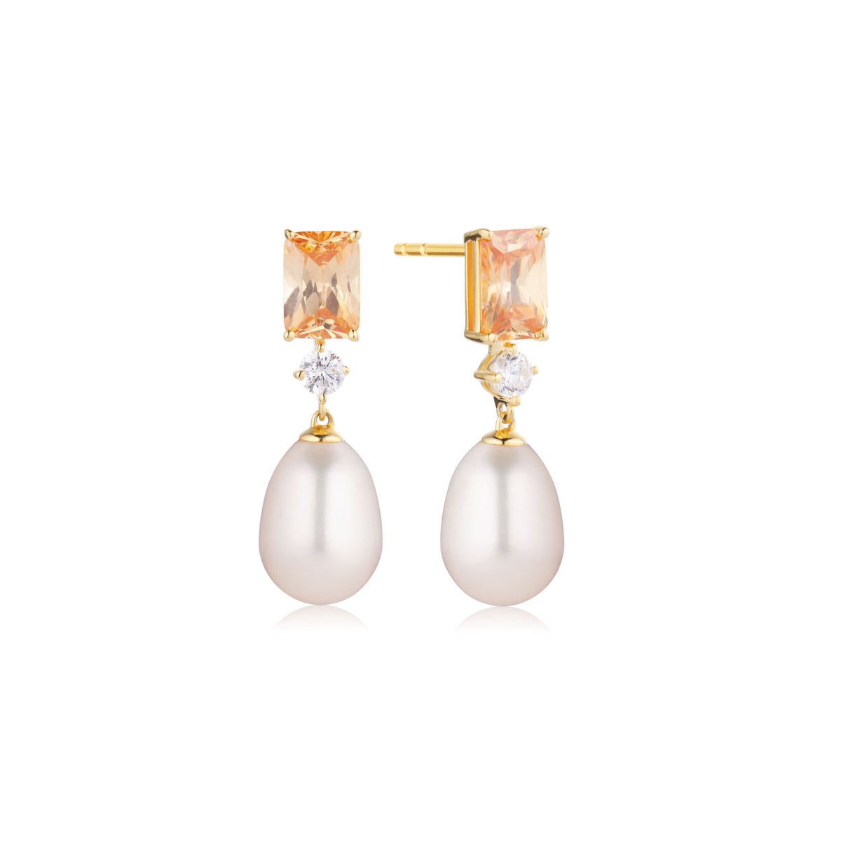 Galatina Ohrringe vergoldet 18K I Zirkon & Perle