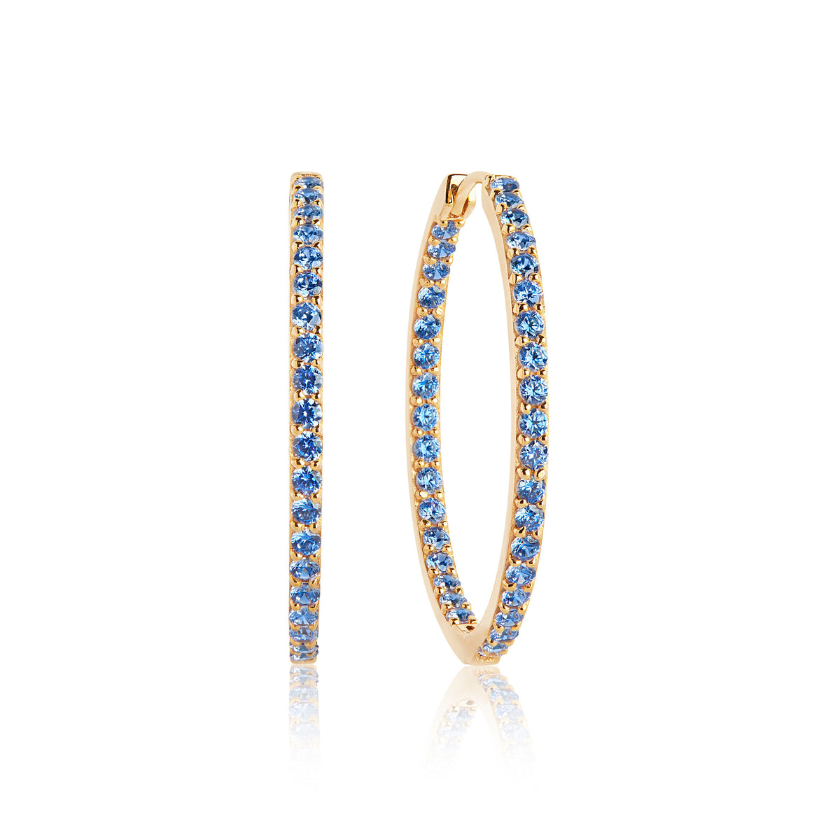 Valiano Gold Plated Hoops w. Blue Zirconias