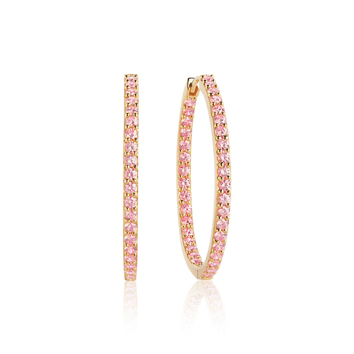 Valiano Gold Plated Hoops w. Pink Zirconias