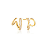 Ellera Due Piccolo Gold Plated Hoops w. White Zirconias