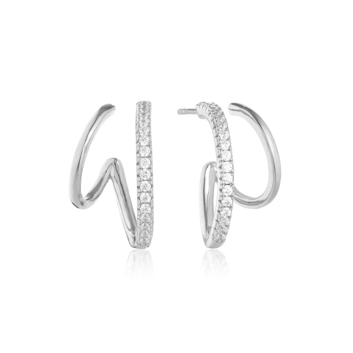Ellera Due Grande silberne Hoops I Weißer Zirkon