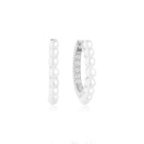 Padua Medio Silver Hoops w. White Zirconias & Pearls