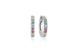 Øreringe Sølv Hoops m. Gule Pink, Blå, Grønne, Lilla & Rød Zirkoner