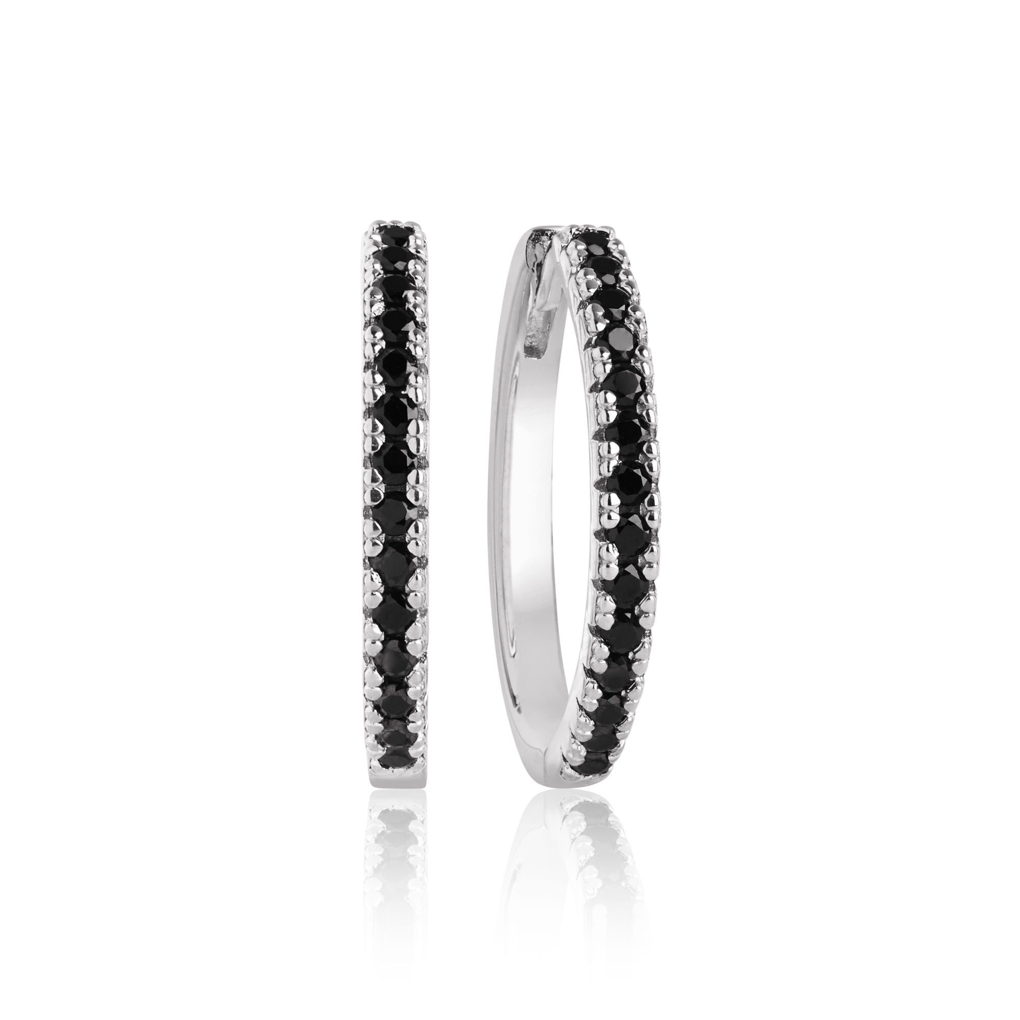 Ellera Grande Silver Earrings w. Black Zirconias