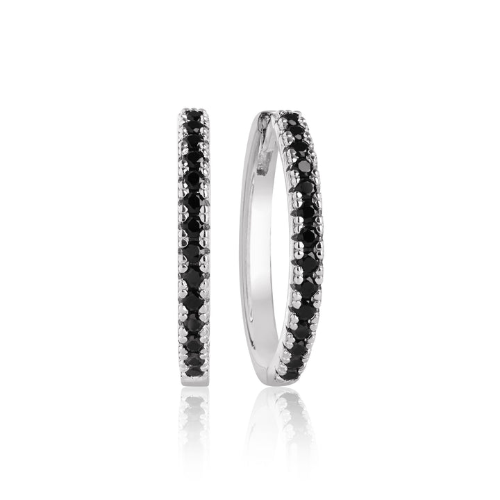Ellera Grande Silver Earrings w. Black Zirconias