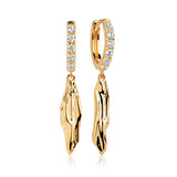 Vulcanello Lungo Gold Plated Earrings w. White Zirconias