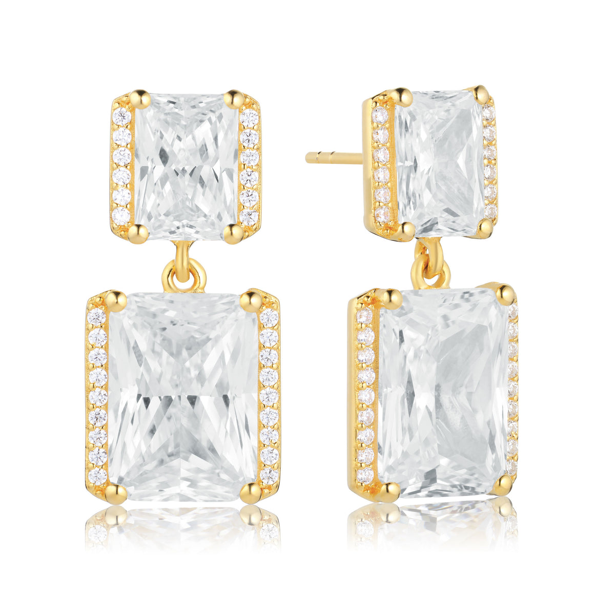 Roccanova Grande 18K Gold Plated Earrings w. Zirconias
