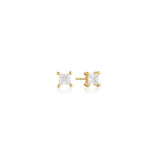 Ellera 18K Forgyldt Studs m. Hvid Zirkon