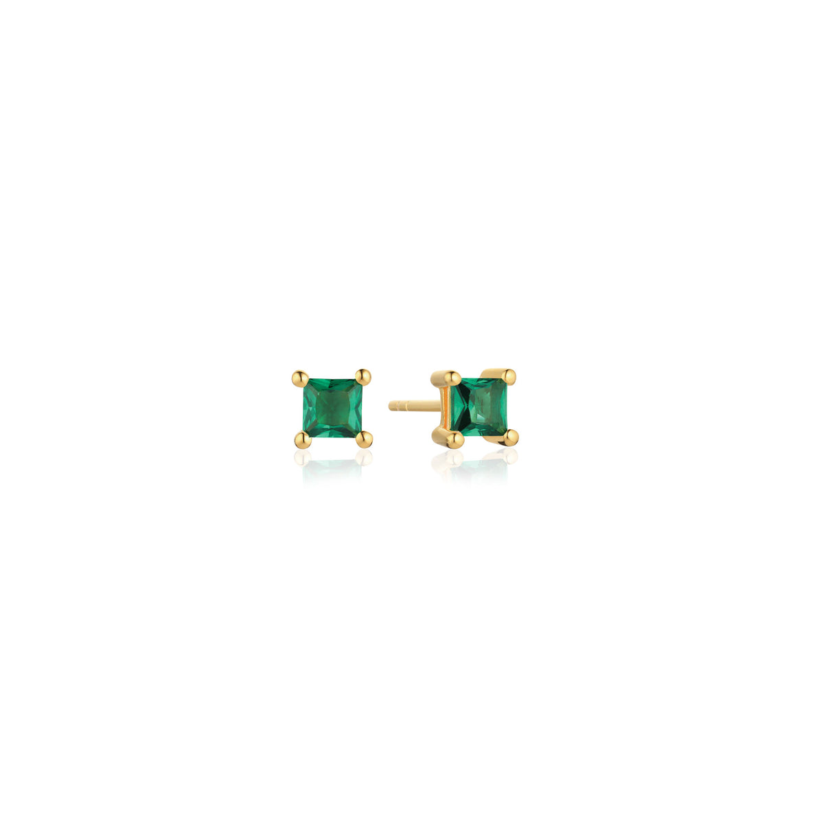 Ellera 18K Forgyldt Studs m. Grøn Zirkon
