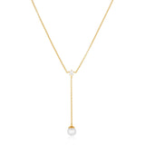 Adria Lungo Gold Plated Necklace w. White Zirconia & Pearl