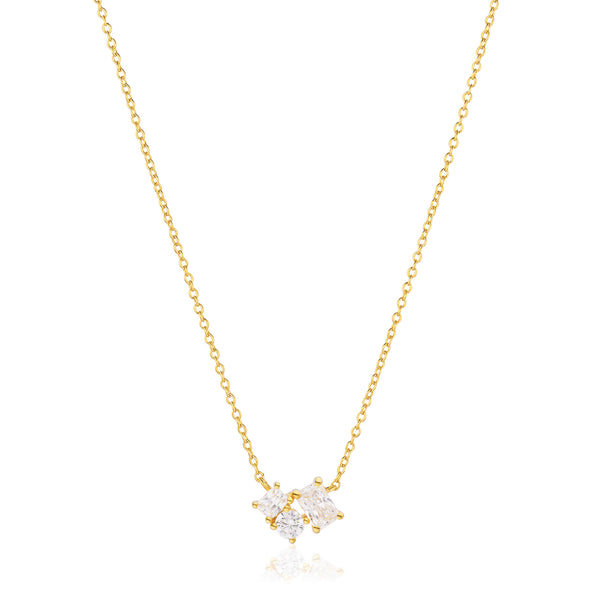 Ivrea Three 18K Gold Plated Necklace w. Zirconias