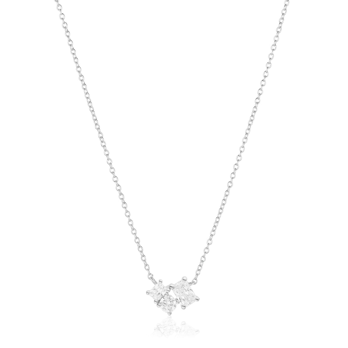 Ivrea Three Silver Necklace w. Zirconias
