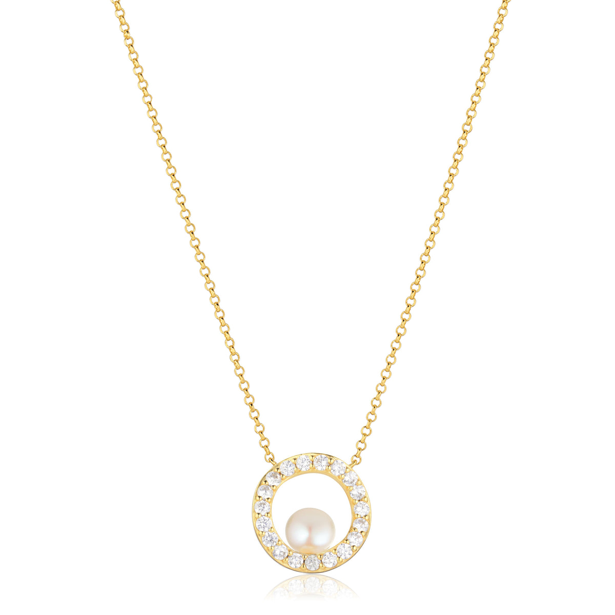 Ponza Circolo 18K Gold Plated Necklace w. Zirconias