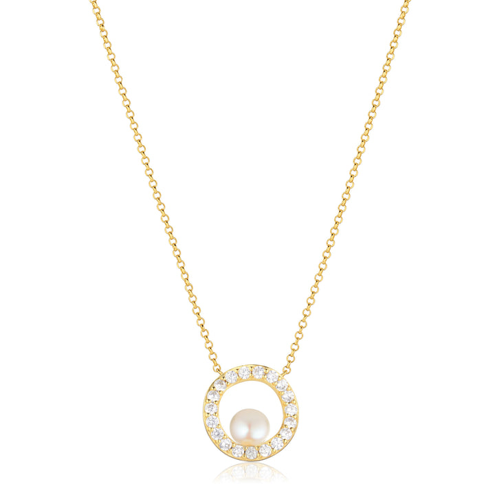 Ponza Circolo 18K Gold Plated Necklace w. Zirconias