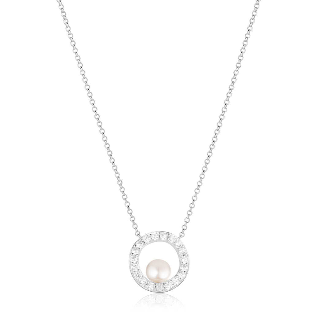 Ponza Circolo Silver Necklace w. Zirconias
