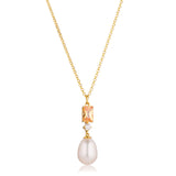 Galatina 18K Forgyldt Halskæde m. Zirkoner & Perle