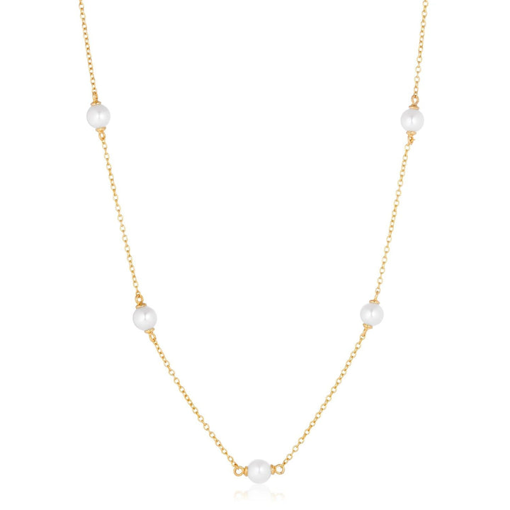 Padua Cinque Gold Plated Necklace w. White Pearls