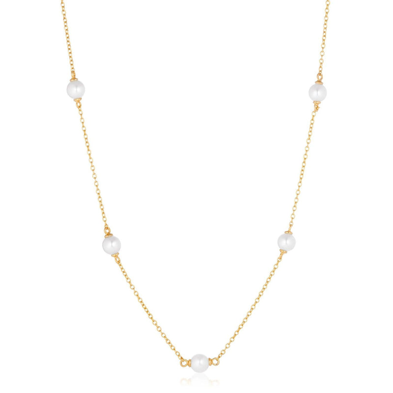 Padua Cinque Gold Plated Necklace w. White Pearls