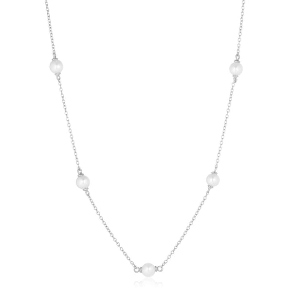 Padua Cinque Sølv Halskæde m. Hvide Perler