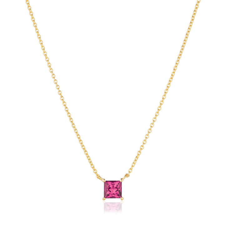 Ellera Quadrato 18K Gold Plated Necklace w. Zirconia