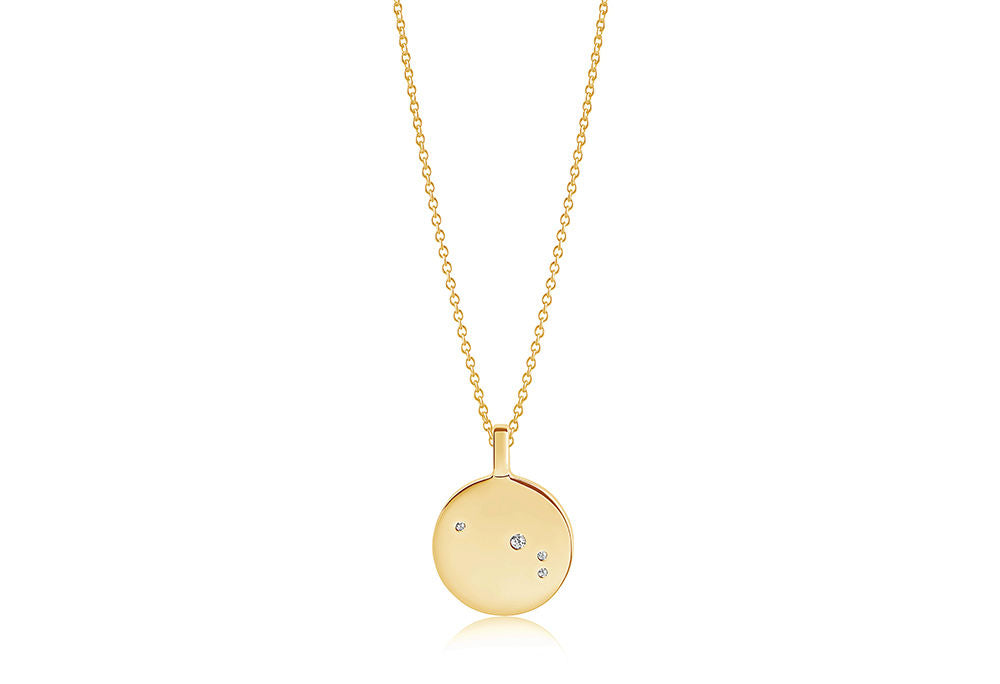 Zodiaco Aries Gold Plated Necklace w. White Zirconias