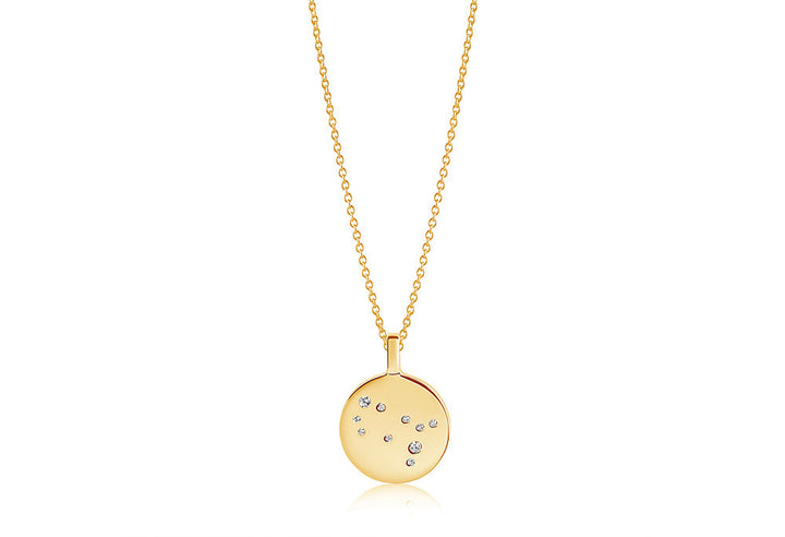 Zodiaco Gemini Gold Plated Necklace w. White Zirconias